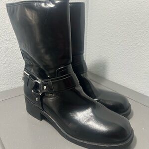 Dolce Vita Black Leather Combat Moto Boots